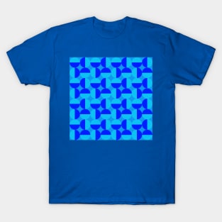 monochrome blue geometrical abstract circle pattern T-Shirt